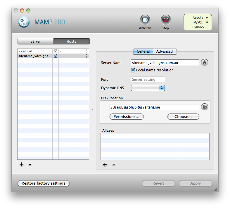 MAMP Pro Hosts